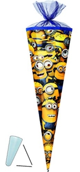 Schultüte - Minions - 85 cm - Tüllabschluß - Zuckertüte - mit / ohne Kunststoff Spitze - für Mädchen & Jungen - Minion - ich einfach unverbesserlich - 1